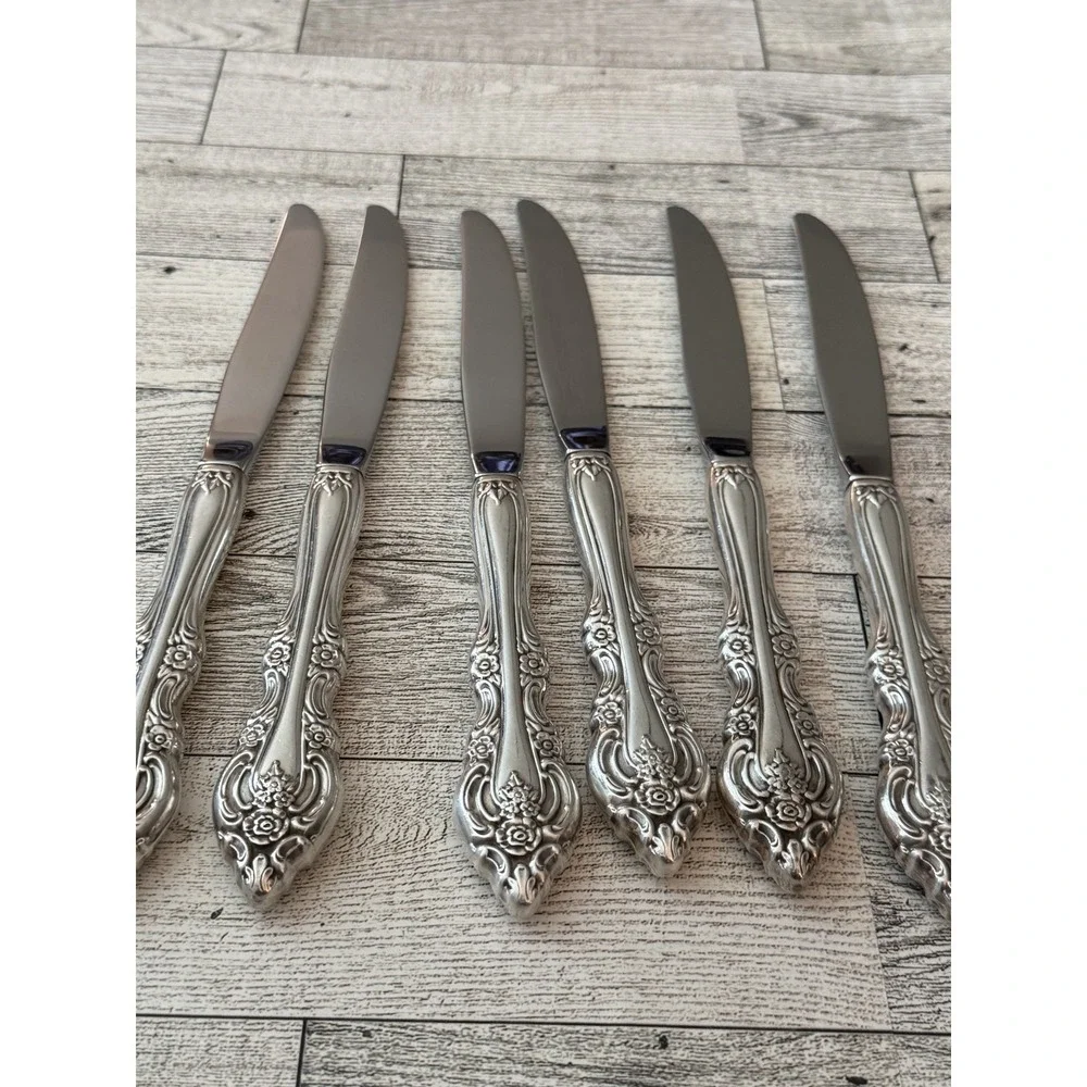 6 Community Silver Artistry Dinner Knives Silver plated By Oneida 1965 9 Inches